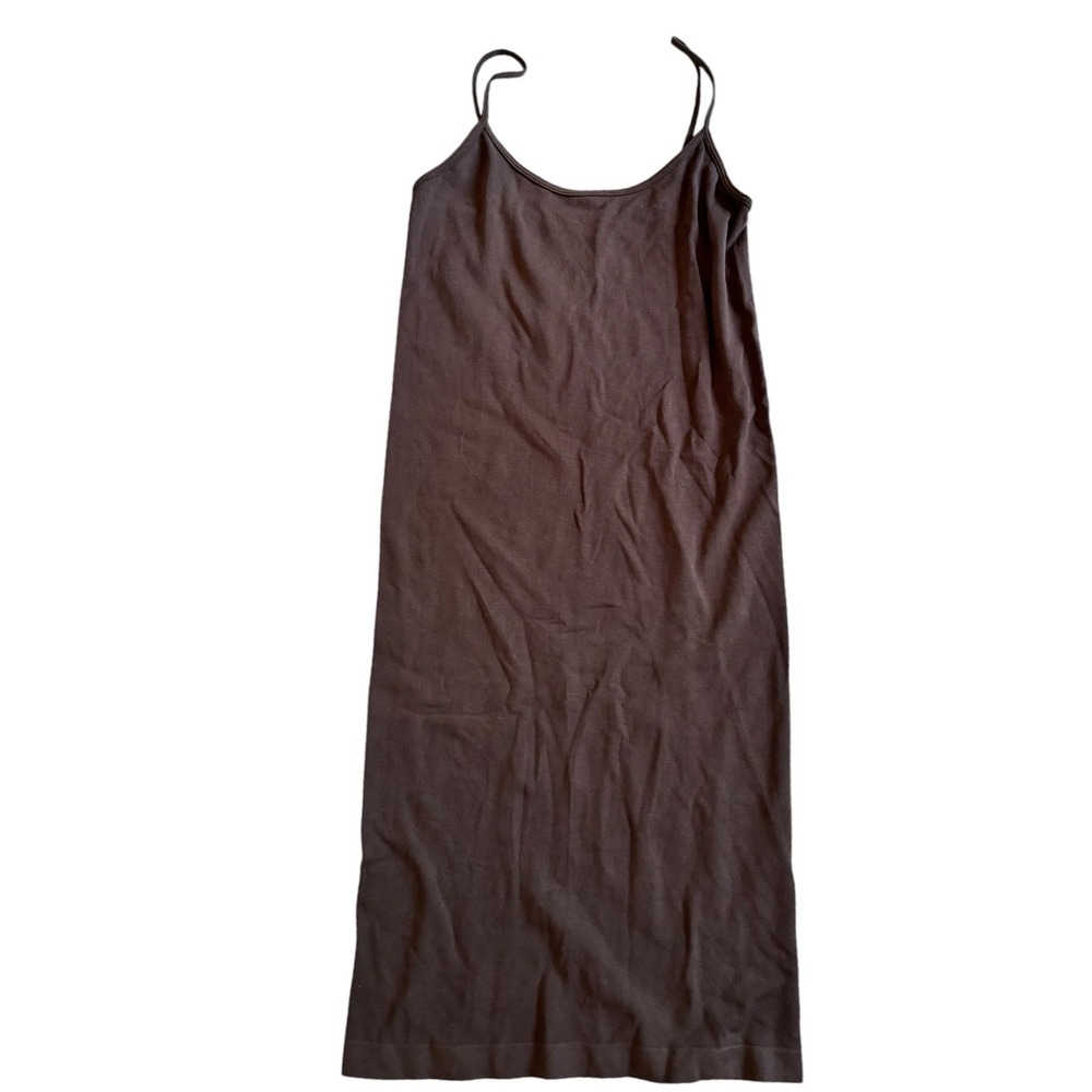 Elle Tiana Brown Seamless Midi Slip Dress Spaghetti Strap One Size ET-1002